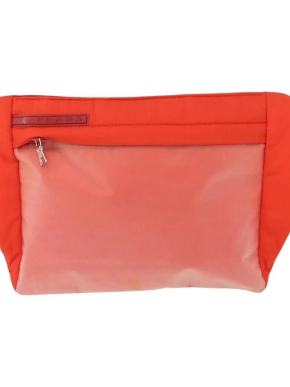 PRADA Sports Body Bag Nylon Orange Silver Auth 172265